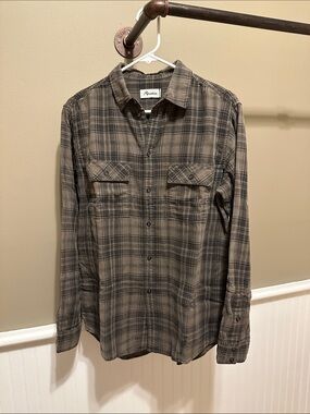 Rowan Men's Taupe Plaid Long-Sleeve Button-Down Shirt